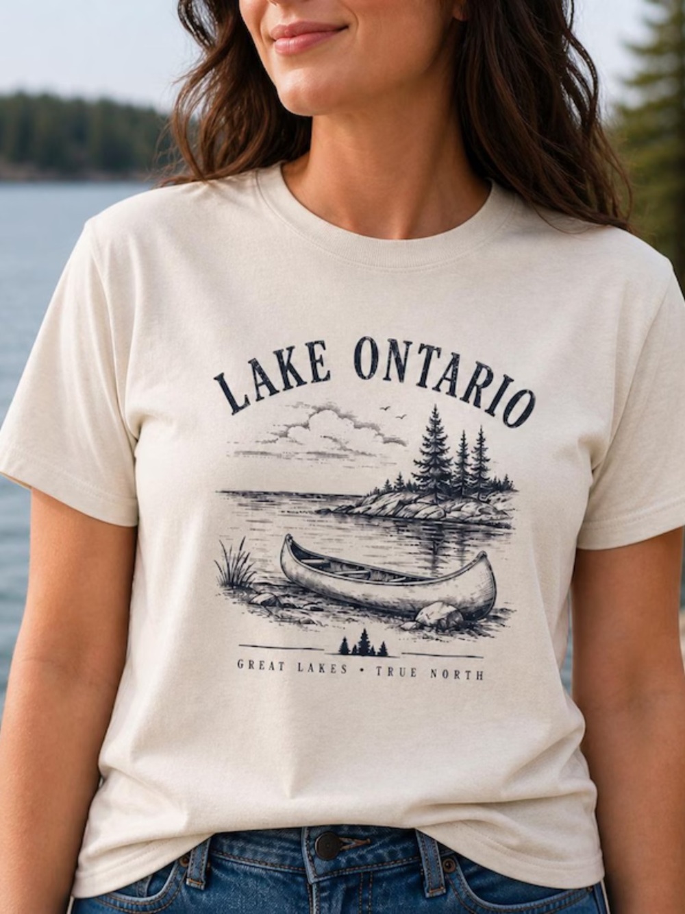 Classic Women’s Lake Ontario Graphic Tee, Gildan White T-Shirt